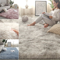 HKM-106387 Plush Peacock Blue Floor Mat for Under Bed and Coffee Table, Multiple Sizes Available