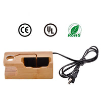 HKM-106515 Bamboo Phone Charging Station with 3-Port USB and Built-in Power Board for iPhone and Apple Watch