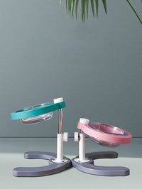 HKM-106515 Single Bowl Dual Use Pet Feeder with Durable ABS and Metal Design - Pink and Mint Green Options