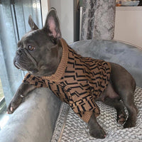 HKM-106579 Casual Brown Wool Sweater for Medium and Large Dogs with Letter Design