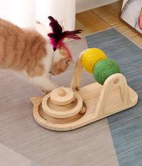 HKM-106771 Creative Solid Wood Turntable Sisal Ball Cat Toy