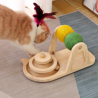 HKM-106771 Creative Solid Wood Turntable Sisal Ball Cat Toy