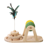HKM-106771 Creative Solid Wood Turntable Sisal Ball Cat Toy