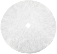 HKM-106771 Plush Faux Fur White Christmas Tree Skirt for Holiday Home Decor - Multiple Sizes Available