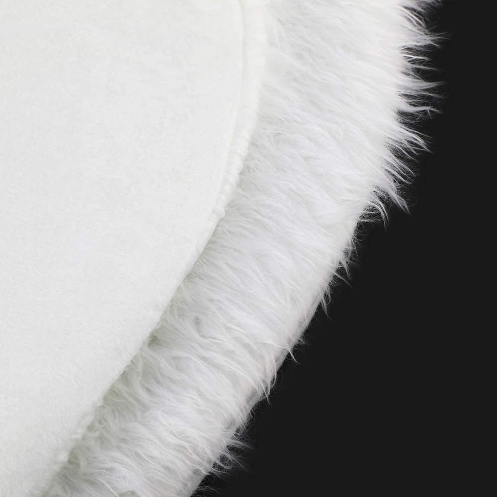 HKM-106771 Plush Faux Fur White Christmas Tree Skirt for Holiday Home Decor - Multiple Sizes Available