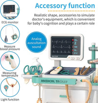 HKM-106835 26-Piece Medical Pretend Play Kit with Trolley Cart for Kids Ages 2-7