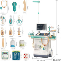HKM-106835 26-Piece Medical Pretend Play Kit with Trolley Cart for Kids Ages 2-7
