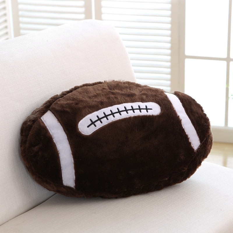 KTX-106835 Creative Football Shaped Plush Cushion for Comfortable Leaning with PP Cotton Filling