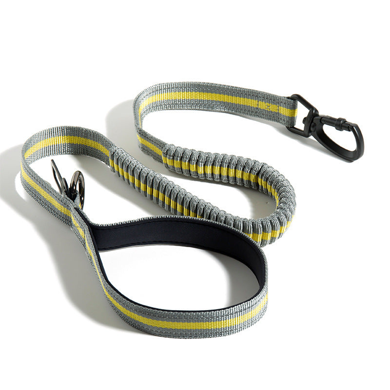 HKM-106963 Explosion-proof Elastic Retractable Dog Leash - Yellow/Army Green, Max Pull Force 280KG, 1.45M Length