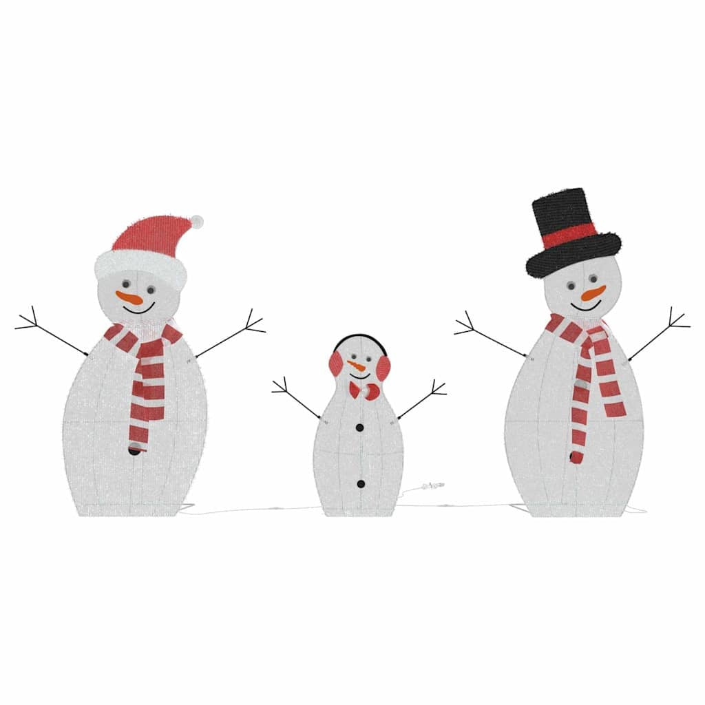 HKM-106963 Light-Up Snowman Family Set - 3-Piece Warm White Holiday Decoration for Indoor and Outdoor Use