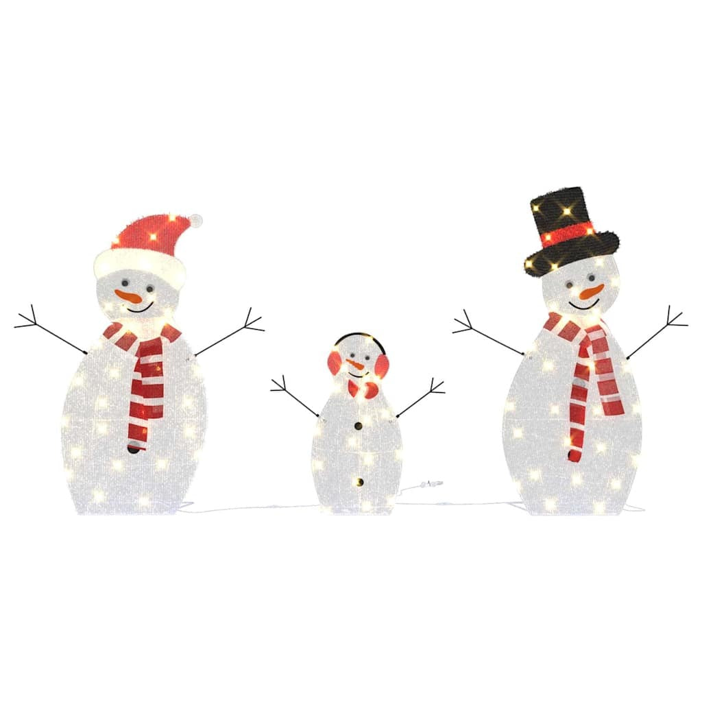 HKM-106963 Light-Up Snowman Family Set - 3-Piece Warm White Holiday Decoration for Indoor and Outdoor Use