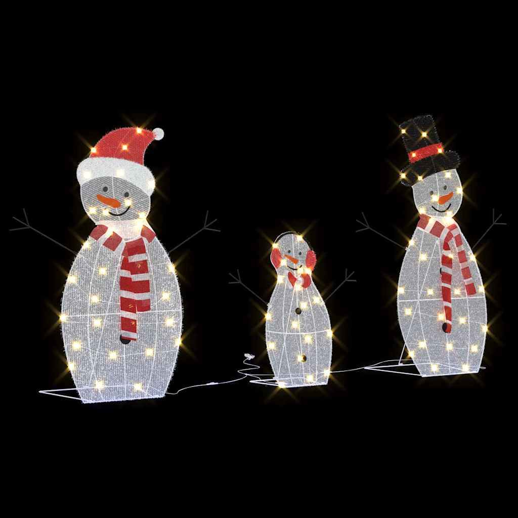 HKM-106963 Light-Up Snowman Family Set - 3-Piece Warm White Holiday Decoration for Indoor and Outdoor Use