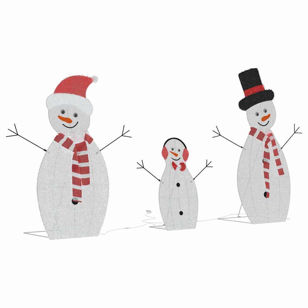HKM-106963 Light-Up Snowman Family Set - 3-Piece Warm White Holiday Decoration for Indoor and Outdoor Use