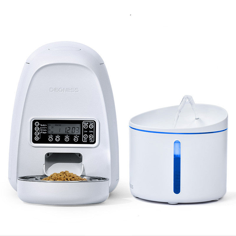 HKM-107027 Cat and Dog Automatic Feeder with Timing Function and 1L Water Dispenser, 2L Capacity, Fresh Food Storage
