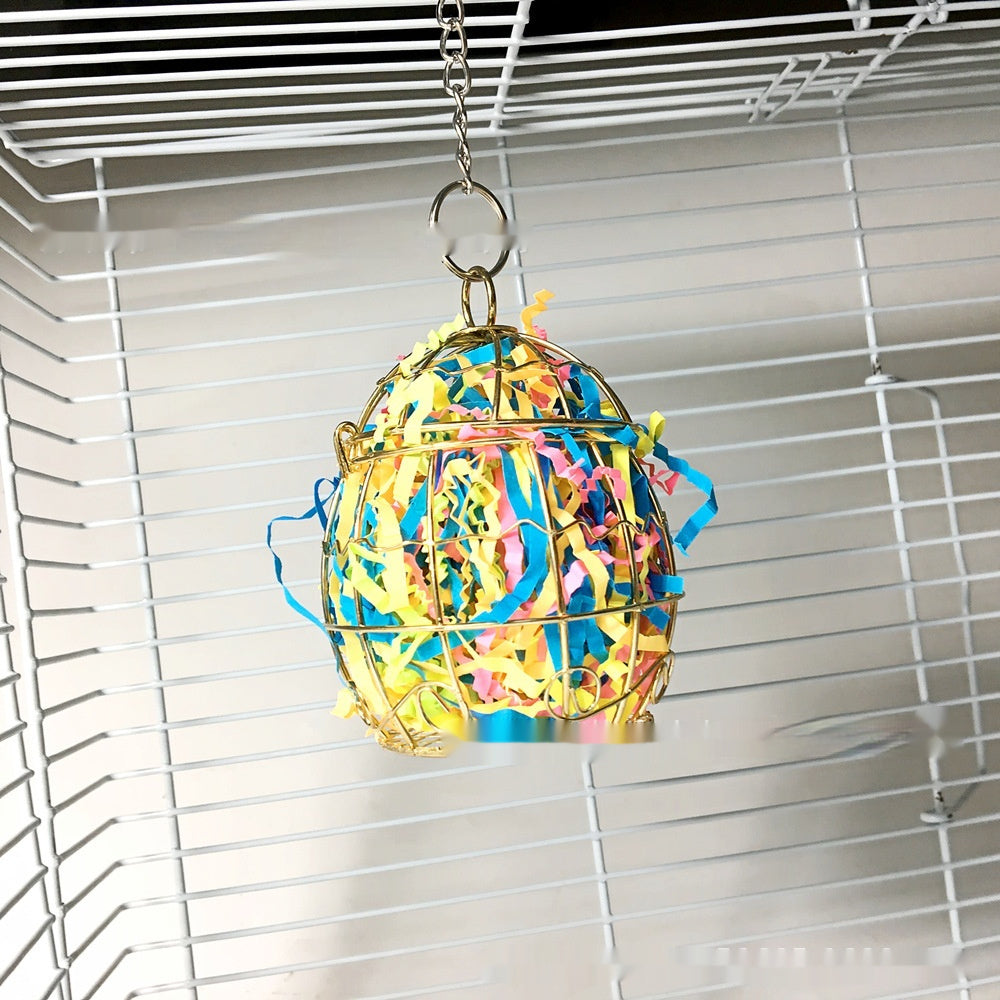 HKM-107091 Iron Bird Cage Foraging Toy with Brush - 7.5 x 17cm