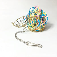 HKM-107091 Iron Bird Cage Foraging Toy with Brush - 7.5 x 17cm