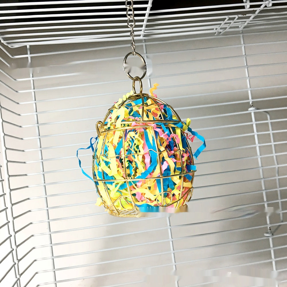 HKM-107091 Iron Bird Cage Foraging Toy with Brush - 7.5 x 17cm