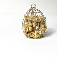 HKM-107091 Iron Bird Cage Foraging Toy with Brush - 7.5 x 17cm