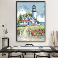 HKM-107155 Eco-Friendly Cross Stitch Lighthouse Decoration Kit for Living Room and Bedroom
