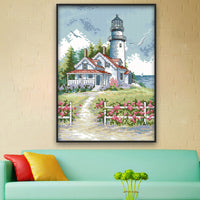HKM-107155 Eco-Friendly Cross Stitch Lighthouse Decoration Kit for Living Room and Bedroom