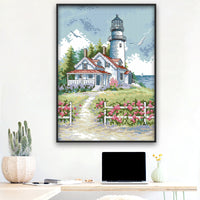 HKM-107155 Eco-Friendly Cross Stitch Lighthouse Decoration Kit for Living Room and Bedroom