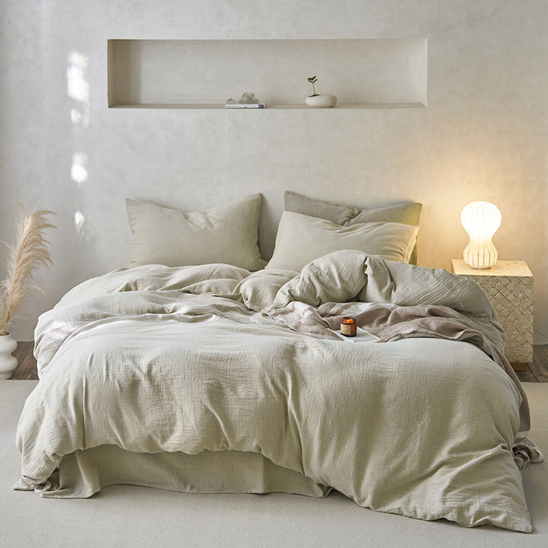 HKM-107155 Japanese-Style Pure Cotton Jacquard Bedding Set - Four Pieces, Various Colors