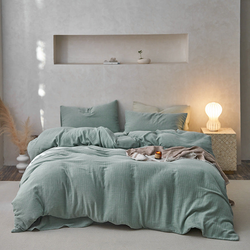 HKM-107155 Japanese-Style Pure Cotton Jacquard Bedding Set - Four Pieces, Various Colors