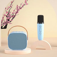 HKM-107155 Mini Portable Karaoke Speaker with Wireless Microphone and LED Light for Kids and Adults