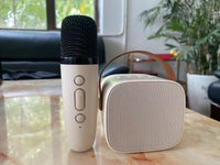 HKM-107155 Mini Portable Karaoke Speaker with Wireless Microphone and LED Light for Kids and Adults