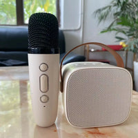 HKM-107155 Mini Portable Karaoke Speaker with Wireless Microphone and LED Light for Kids and Adults