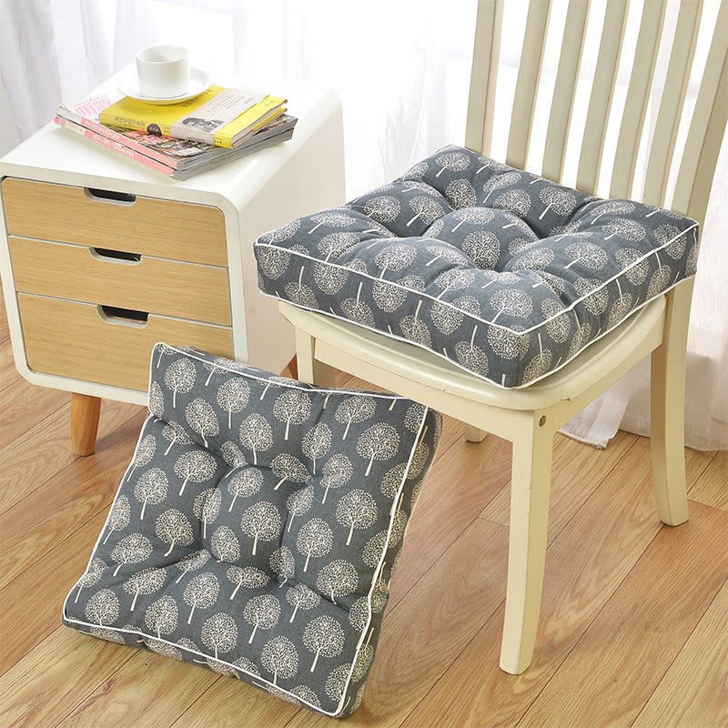 HKM-107283 Thick Cotton Linen Tatami Chair Cushion - Geometric Abstract Design, 10-12cm Thickness, PP Cotton Filling, 40x40cm or 45x45cm Options