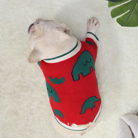HKM-107411 Elephant Red Cartoon Sweater for Short Fat Dogs in Wool - Sizes S, M, L, XL