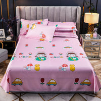 HKM-107475 Three-Piece Ice Silk Bed Mat Set with Pillowcases - Machine Washable, Fits Various Bed Sizes