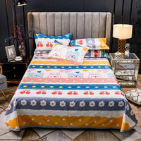 HKM-107475 Three-Piece Ice Silk Bed Mat Set with Pillowcases - Machine Washable, Fits Various Bed Sizes