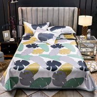 HKM-107475 Three-Piece Ice Silk Bed Mat Set with Pillowcases - Machine Washable, Fits Various Bed Sizes