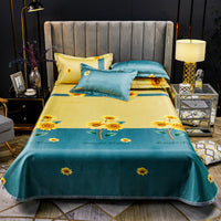 HKM-107475 Three-Piece Ice Silk Bed Mat Set with Pillowcases - Machine Washable, Fits Various Bed Sizes