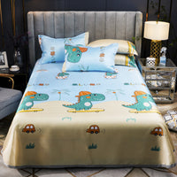 HKM-107475 Three-Piece Ice Silk Bed Mat Set with Pillowcases - Machine Washable, Fits Various Bed Sizes
