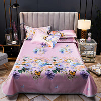 HKM-107475 Three-Piece Ice Silk Bed Mat Set with Pillowcases - Machine Washable, Fits Various Bed Sizes