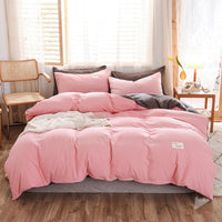 HKM-107475 Washable Cotton Plaid Bedding Set - Four-Piece with Quilt Cover, Pillowcases, and Sheet in Various Retro Patterns