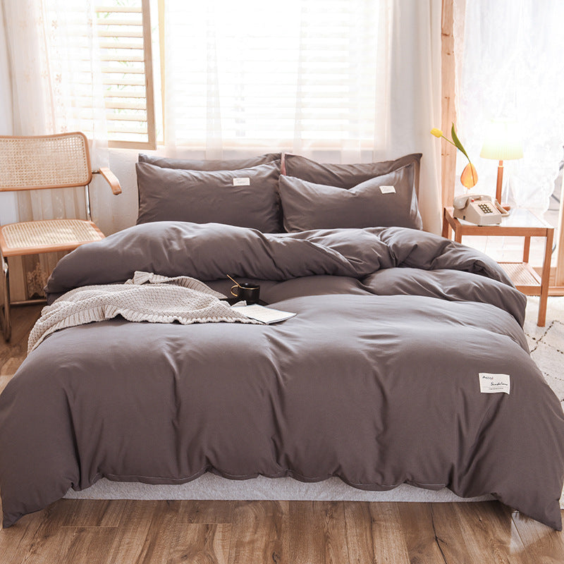 HKM-107475 Washable Cotton Plaid Bedding Set - Four-Piece with Quilt Cover, Pillowcases, and Sheet in Various Retro Patterns