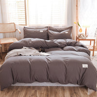 HKM-107475 Washable Cotton Plaid Bedding Set - Four-Piece with Quilt Cover, Pillowcases, and Sheet in Various Retro Patterns