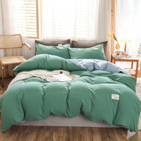 HKM-107475 Washable Cotton Plaid Bedding Set - Four-Piece with Quilt Cover, Pillowcases, and Sheet in Various Retro Patterns