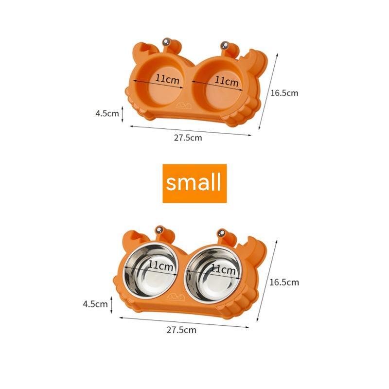 HKM-107667 Removable Double Bowl for Cats - Stainless Steel with Colorful PP Base