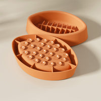 HKM-107667 Silicone Anti-Choke Slow Feeding Bowl with Suction Cup for Pets - Orange