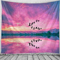 HKM-107859 Multifunctional Printed Sky Bird Tapestry in Polyester Fiber for Wall Decor, Beach Use, or Sitting Blanket