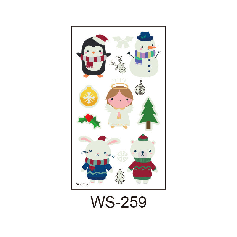HKM-107923 Luminous Tattoo Sticker - Waterproof Santa Claus Design for Parties and Home Decor