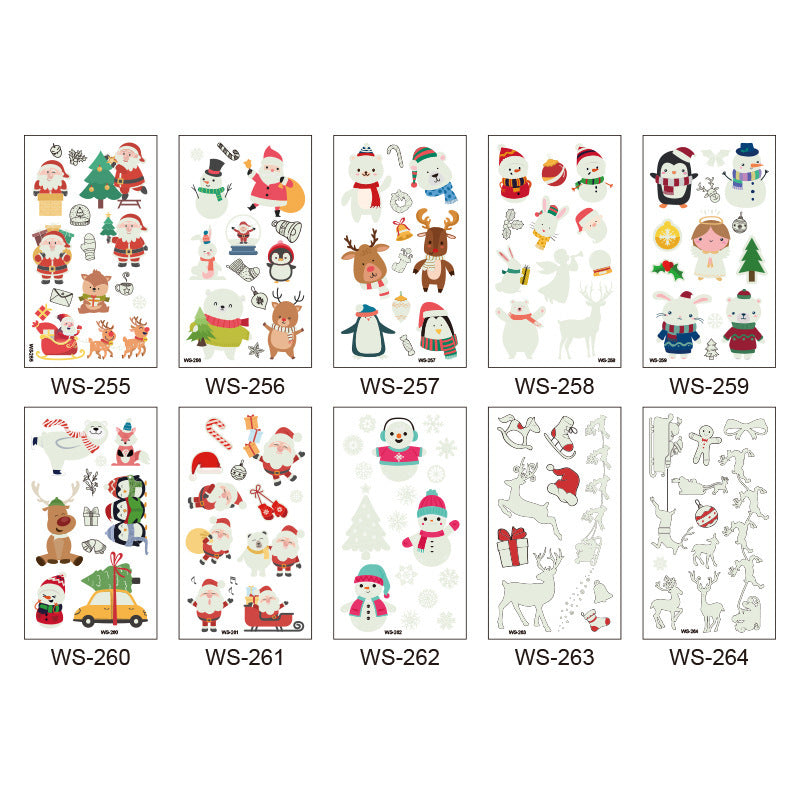 HKM-107923 Luminous Tattoo Sticker - Waterproof Santa Claus Design for Parties and Home Decor