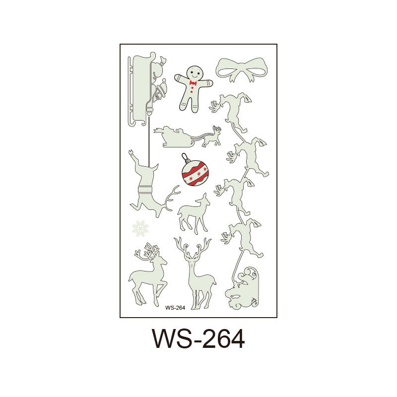 HKM-107923 Luminous Tattoo Sticker - Waterproof Santa Claus Design for Parties and Home Decor