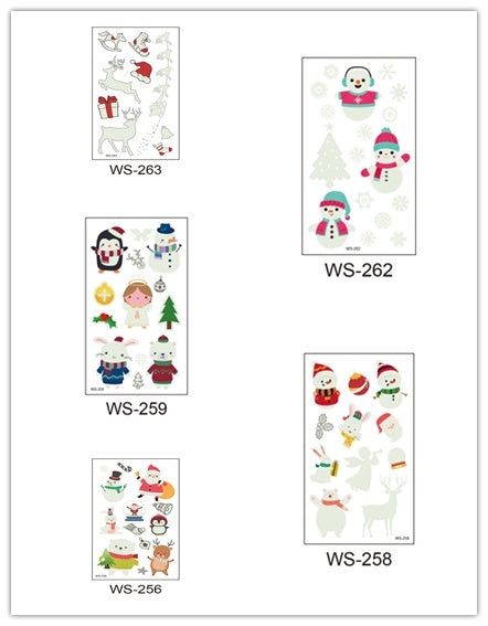 HKM-107923 Luminous Tattoo Sticker - Waterproof Santa Claus Design for Parties and Home Decor