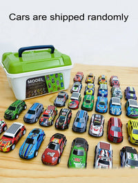 HKM-108115 30-Pack Alloy Mini Diecast Race Cars with Pull Back Function and Portable Storage Box